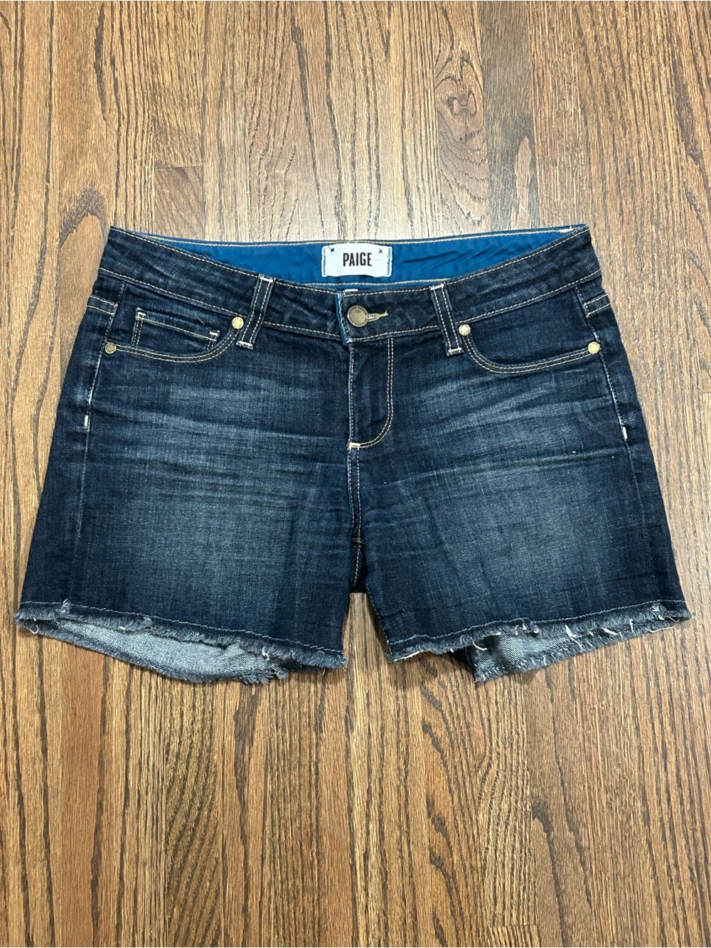 PAIGE Jimmy Jimmy Short Size 25 Dark Wash Frayed Denim Shorts